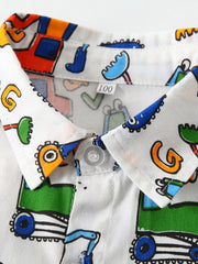 Boys Excavator Crane Outfit Short Sleeves Shirt & Shorts