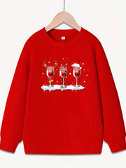 Christmas Beverages Pattern Sweatshirt for Girls