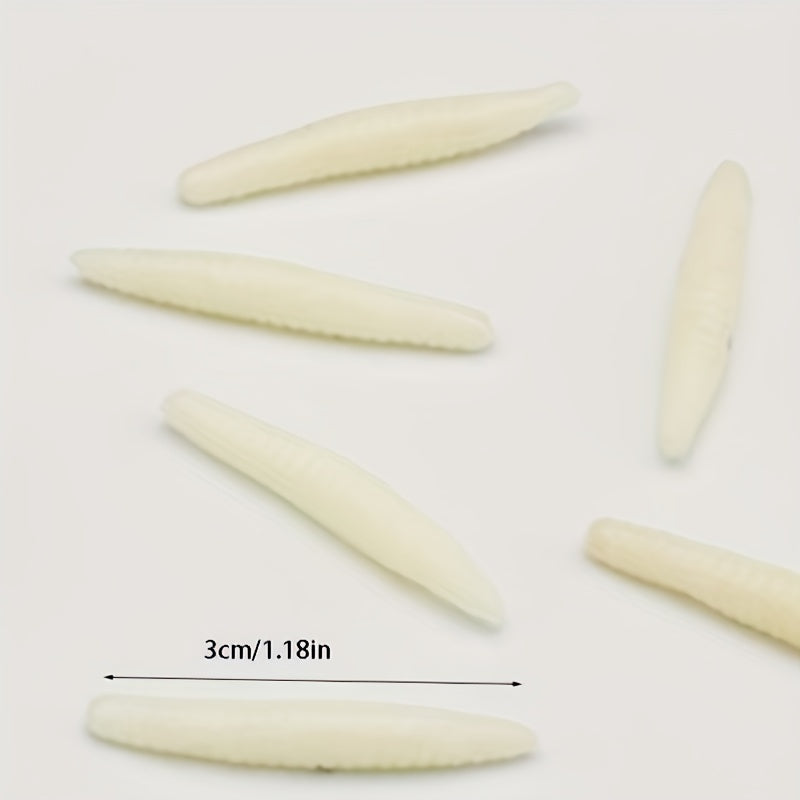 10pcs Bionic Green Worm Fly Larva Scare Toy for Birds Fish