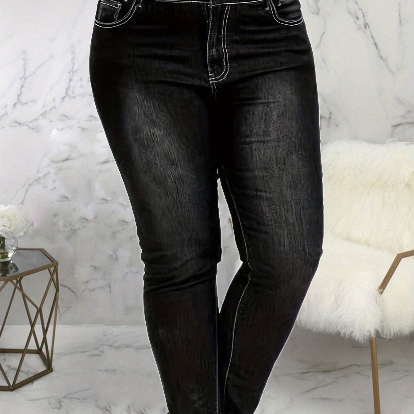 High Waist Solid Button Up Skinny Jeans