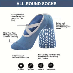 Women's Non Slip Yoga Socks with Extra Grips - 3 Pack