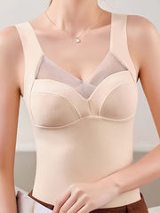 2pcs Sleeveless V Neck Top Women's Lingerie & Sleepwear