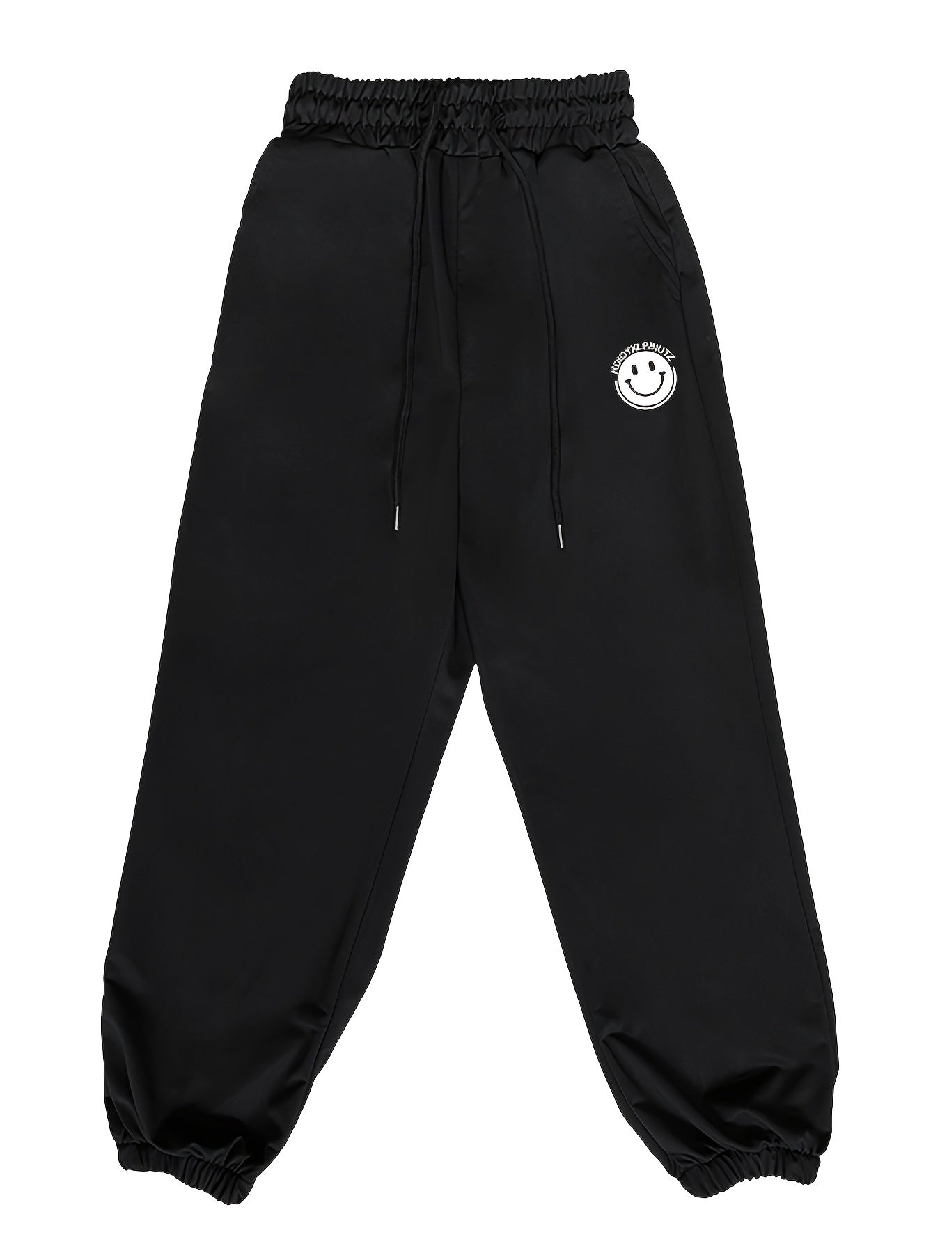 Men's Smile Print Drawstring Sweatpants Soft Active Pants