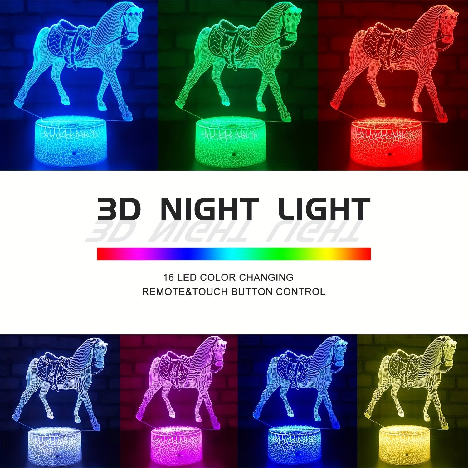 Horse Night Light for Kids with Remote & Smart Touch Lamp