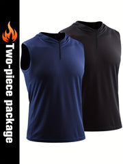 Men's Quick Dry Hooded Sleeveless Shirt For Workout Athletic
