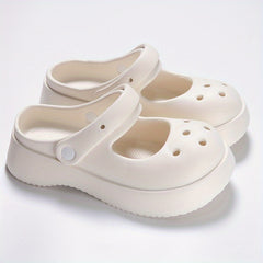 Women's Hollow Out Clogs Hole Shoes Solid Closed Round Toe Beach Slippers