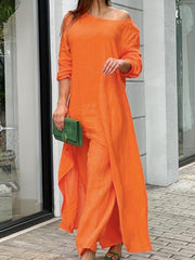 Solid Long Sleeve Top & Pants Set