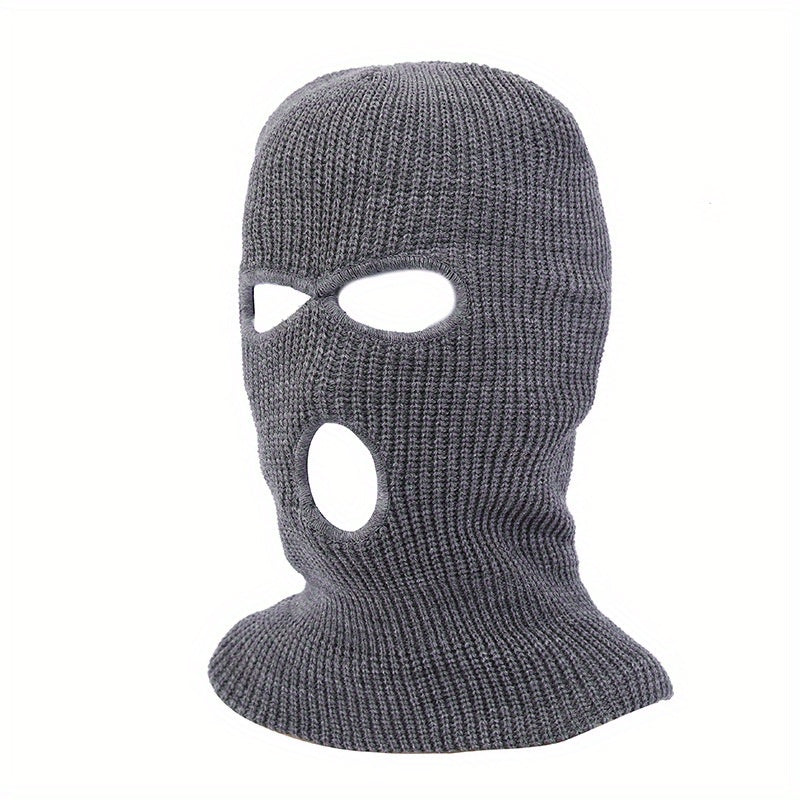Winter Three hole Ski Mask Knitted Hat Solid Acrylic Three hole Knitted Hat