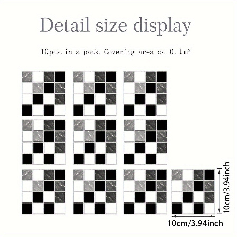 10pcs 10 Mosaic Tile Sticker PVC Wallpaper Kitchen Bathroom Decoration