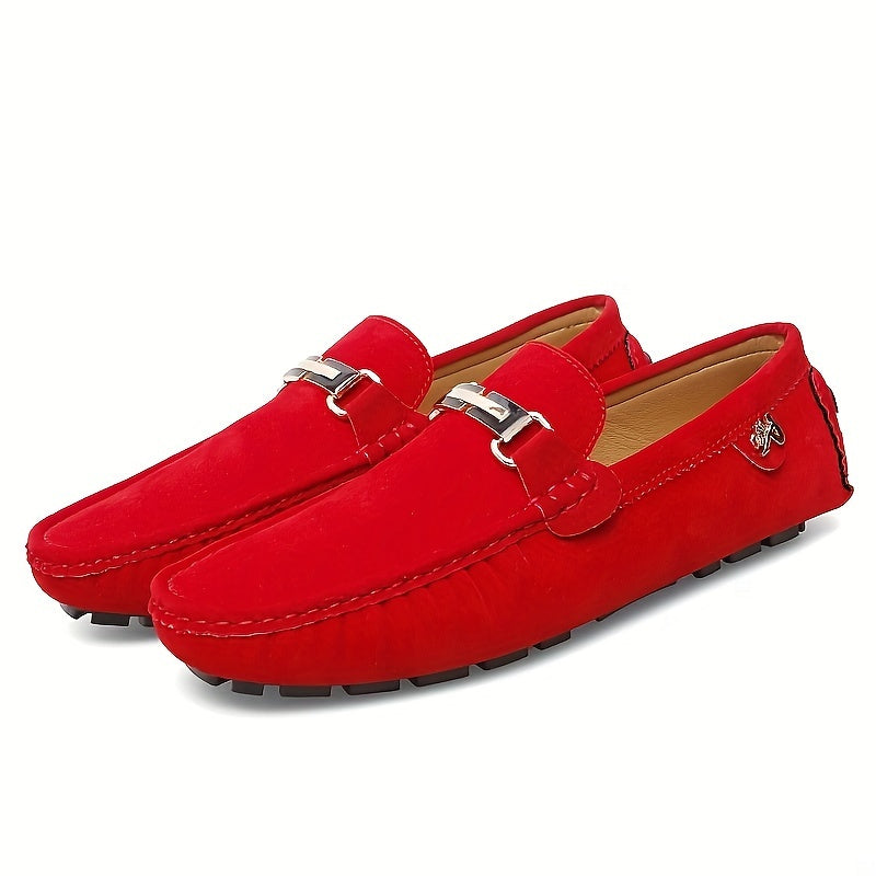 Men's Comfy Non-slip Loafer Moccasins w/ Metallic Decor