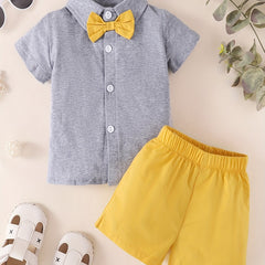 Boys Short Sleeve Bowtie Shirt & Shorts Set