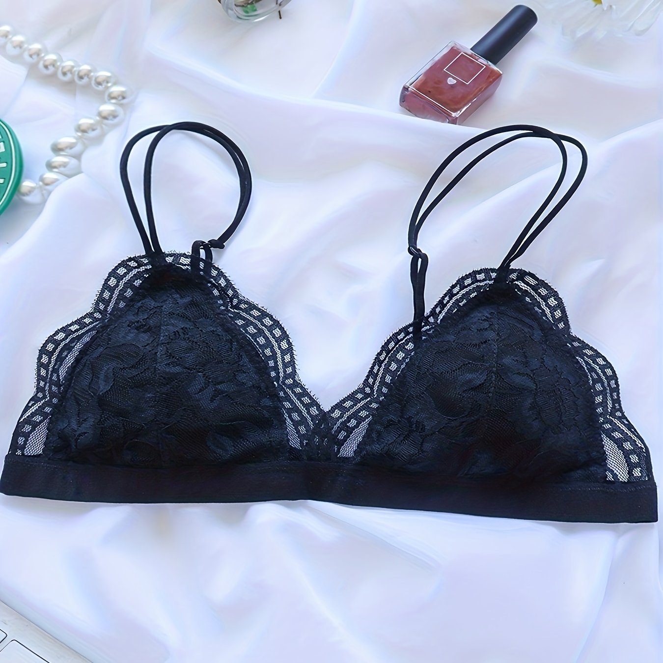 Lace Wireless Bra with Scallop Trim Women's Lingerie