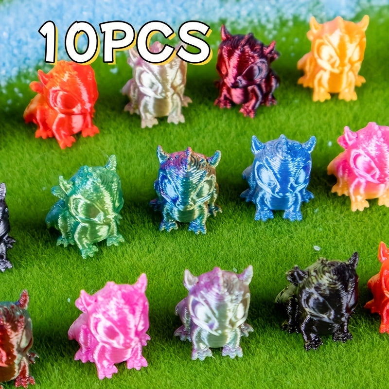 3D Printed Dragon Figurines Mixed Colors Plastic Desk Decor Unique Gift