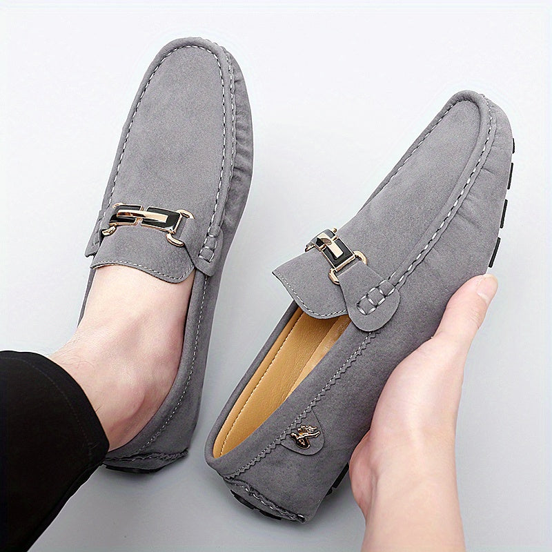 Men's Metallic Decor Moc Toe Loafer Shoes