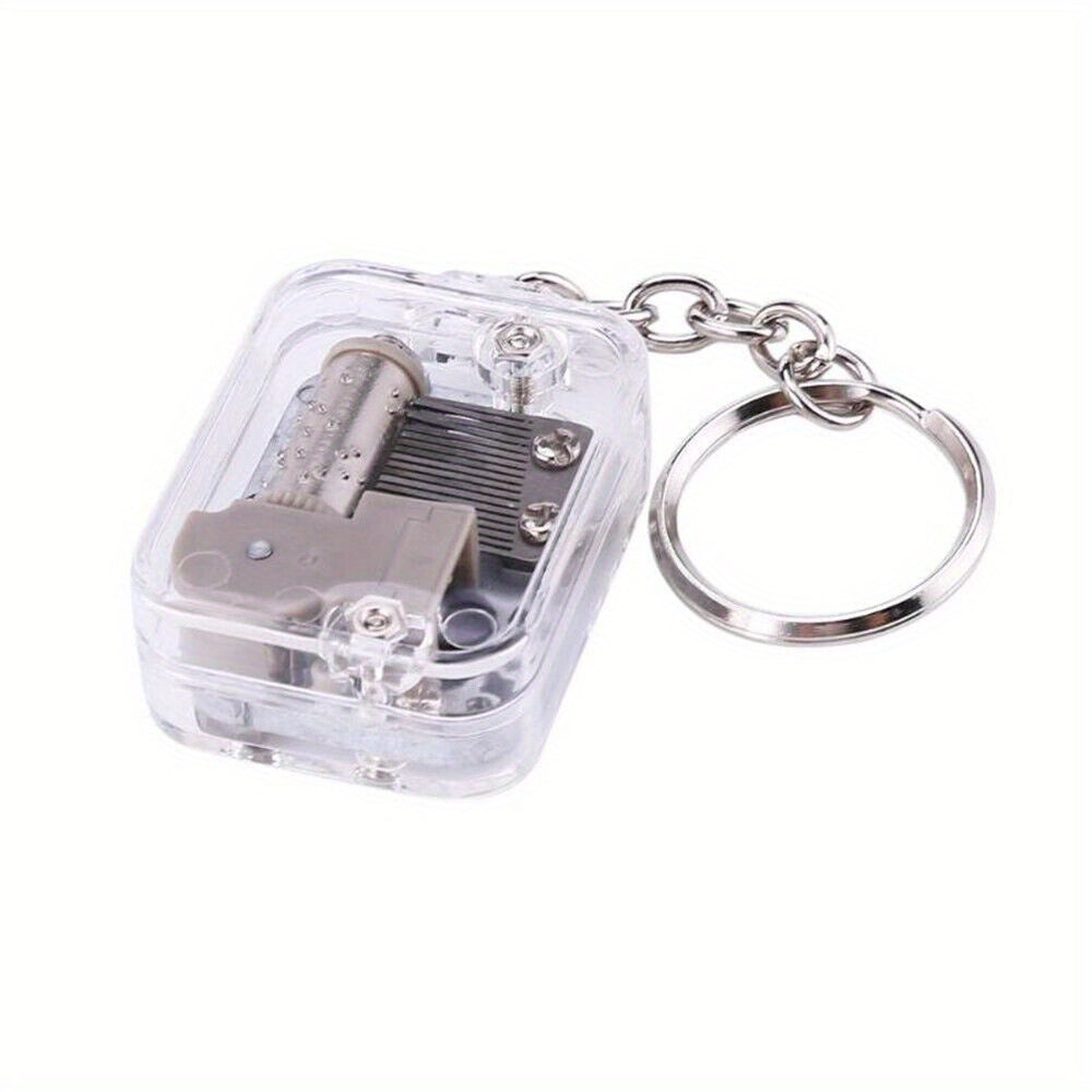 Mini Music Box Keyring Acrylic Travel Key Ring Purse Backpack Charm Gift