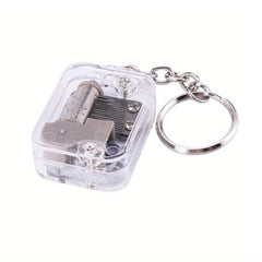 Mini Music Box Keyring Acrylic Travel Key Ring Purse Backpack Charm Gift