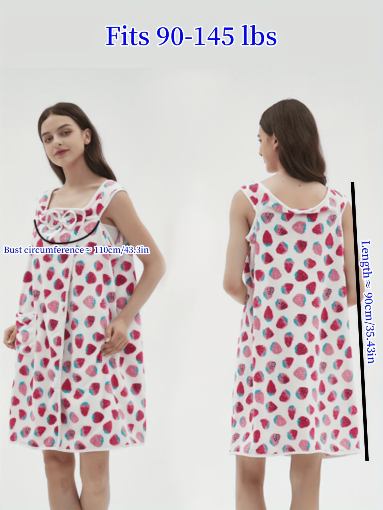 Strawberry Print Lounge Robe Warm & Bow Lounge Robe