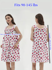 Strawberry Print Lounge Robe Warm & Bow Lounge Robe