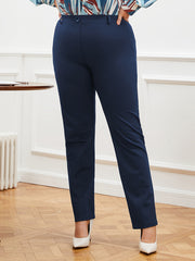 Formal Pants Women's Plus Button Up Straight Leg Suit Pants