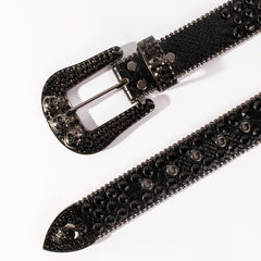 Rhinestone Men's Skull Western Belt Metal Buckle Punk Jeans Pants