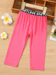 Toddler Girls Letter Waistband Elastic Casual Pants Trousers for Spring and Fall