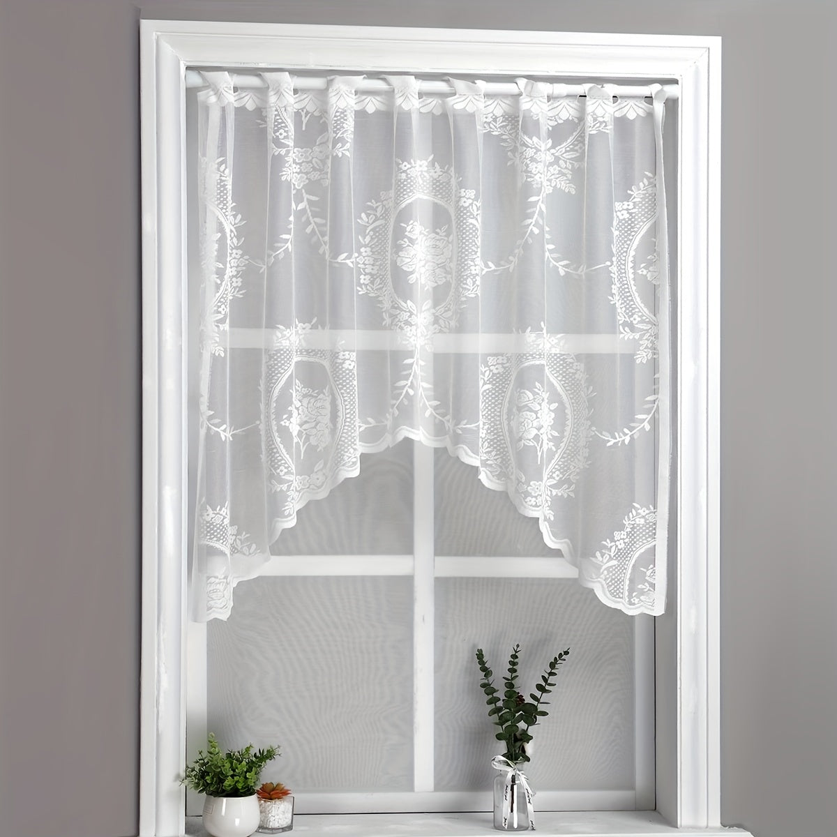Sweet Lace Small Flower Window Mantle Curtain