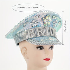 Faux Pearl Bride Hat Sequin Rhinestone Bachelorette Party Captain Caps