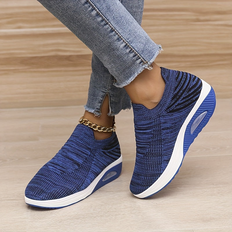 Women's Breathable Platform Sneakers Slip On Air Cushion Shoes