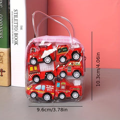 6 Mini Pull Back Cars Set Fire Truck Engineering Car Model Random