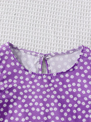 Girls Daisy Floral Print Ruffle Sleeve Dress