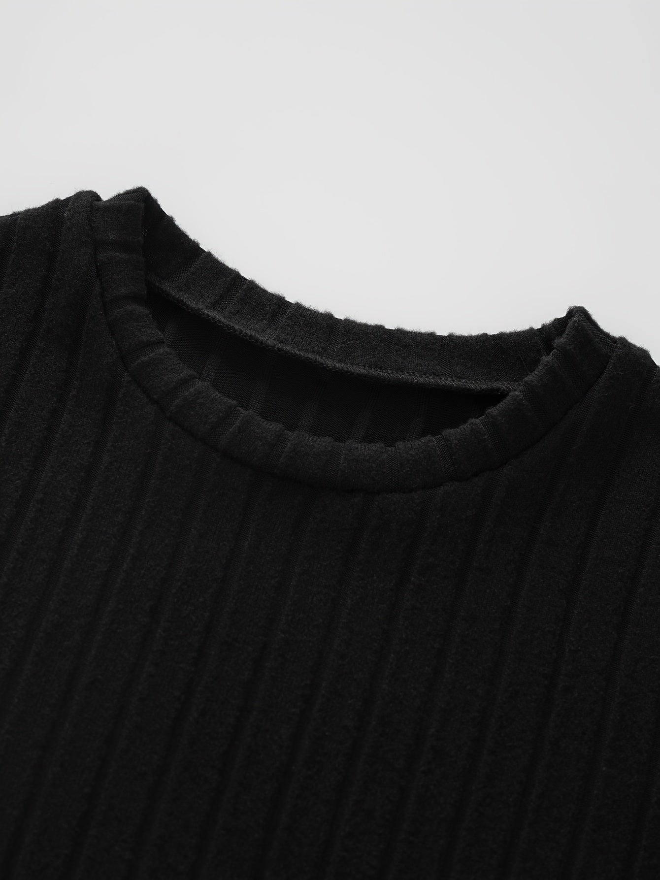 Long Sleeve Ribbed A-Line Dress