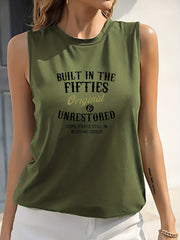 Letter Print Tank Top Sleeveless Casual Summer Women's Cloth