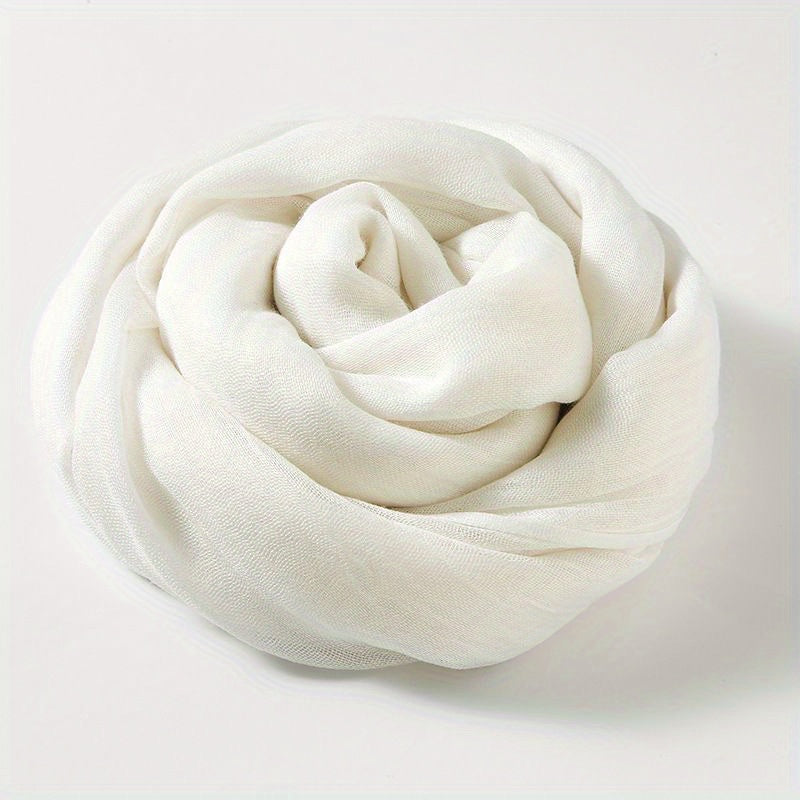 Frayed Edge Crinkle Scarf Solid Breathable Shawl Women Outdoor Hijab Turban