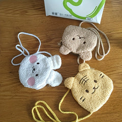 Bear Plush Crossbody Bag Small Animal Plush Coin Purse For Girls