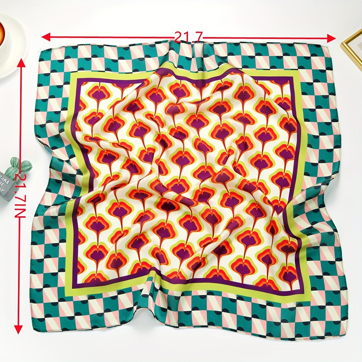 Geometric Print Square Scarf Vintage Neckerchief Bandana Head Wrap