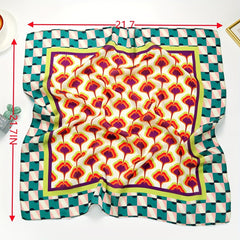 Geometric Print Square Scarf Vintage Neckerchief Bandana Head Wrap