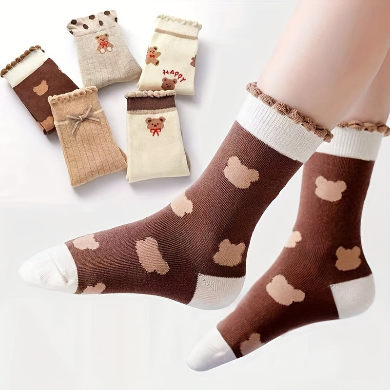 5 Pairs Girls Princess Socks Thin Mesh Comfy Children's Socks