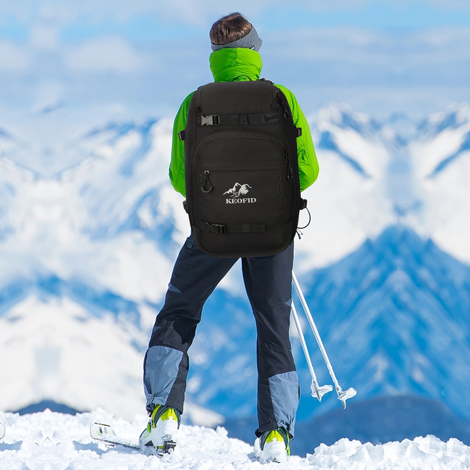 Skiing Boots Bag Snowboard Boots Backpack Helmet Goggles Gloves Accessories
