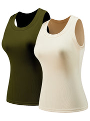Women's Ribbed Sleeveless Tank Top for Summer Workout