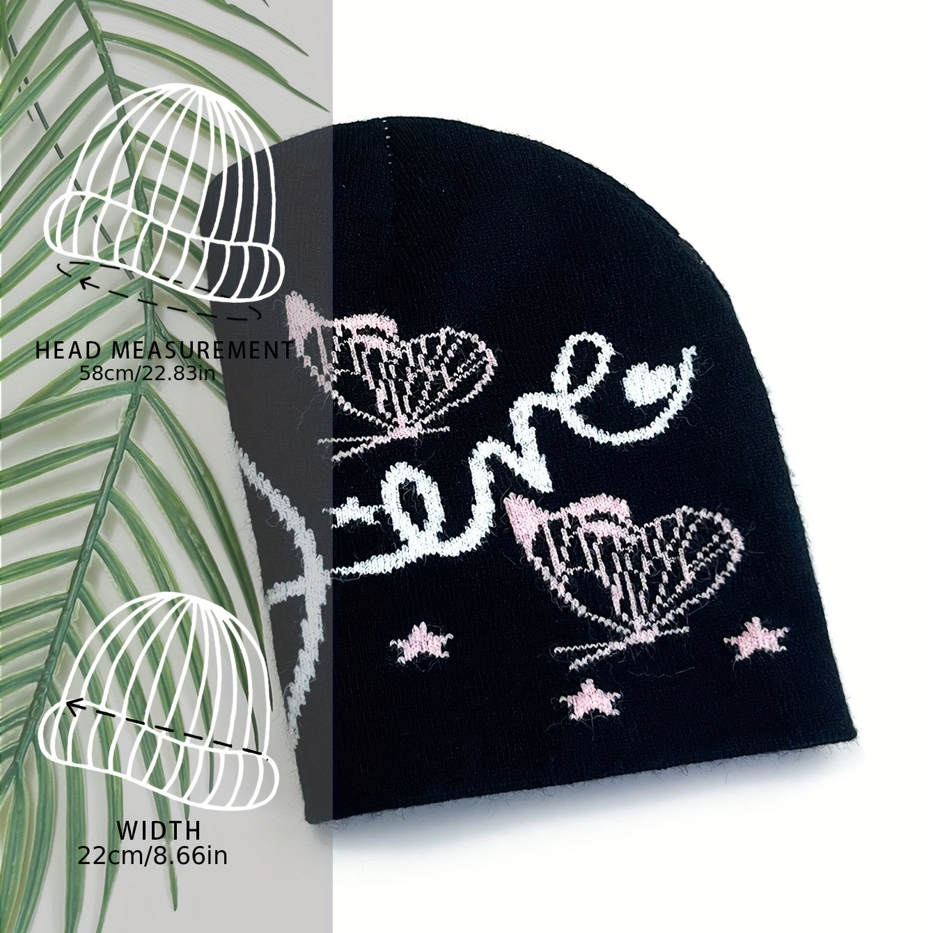 Pink Butterfly Jacquard Beanie Soft Knit Hat for Women