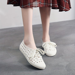 Women's Star & Heart Hollow Out Casual Lace Up Flat Shoes