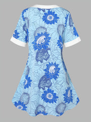 Floral Print Short Sleeve Kimono Cardigan