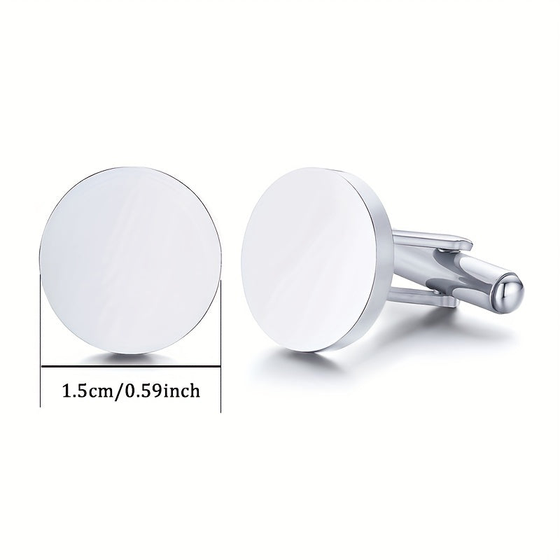 Personalized Stainless Steel Round Cufflinks for Men