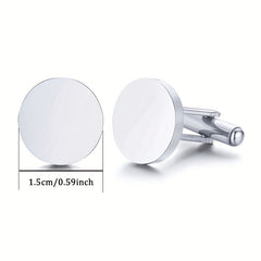 Personalized Stainless Steel Round Cufflinks for Men
