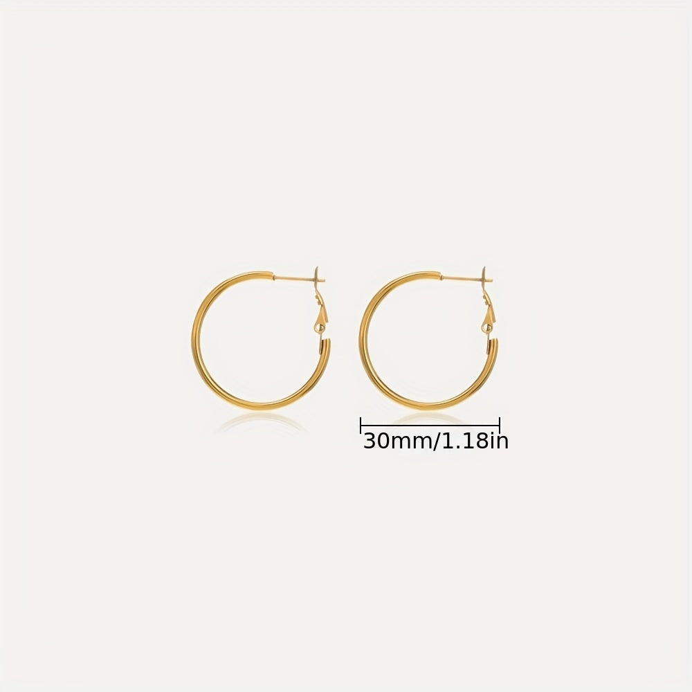3 Pairs Golden Big Hoop Earrings Set for Women Girls