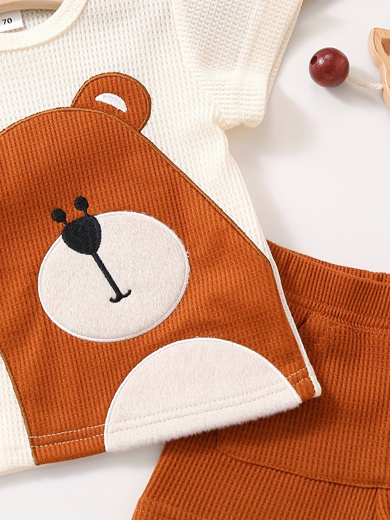 2pcs Baby Boys Bear Embroidery T-shirt & Shorts Set Clothes