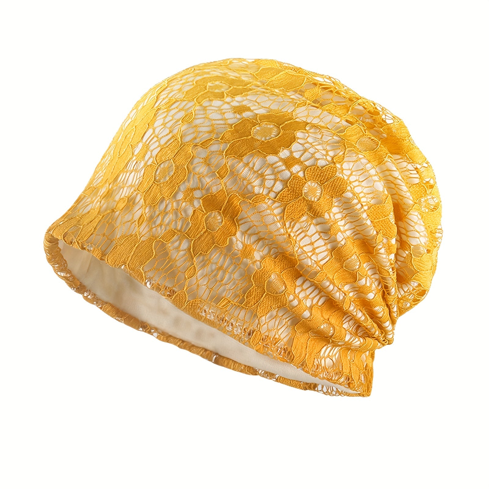 Yellow Lace Beanies Lightweight Breathable Beanie Cap Elastic Casual