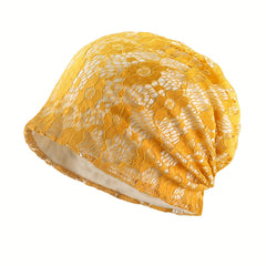 Yellow Lace Beanies Lightweight Breathable Beanie Cap Elastic Casual