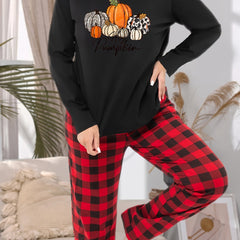 Leopard Pumpkin Print Pajama Set