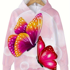 Butterfly Graphic Hooded Sweatshirt for Girls